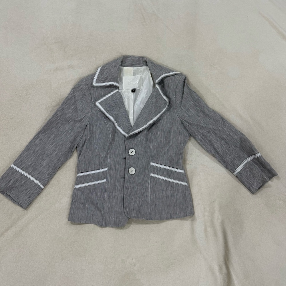 Bebe Gray Blazer with White Accents